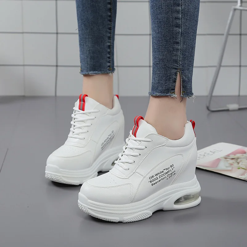 SWYIVY Increased Wedge White Shoes Sneakers Woman Autumn New Female Casual Shoes Lady Comfortable Fall Sneakres Platform 34 2018