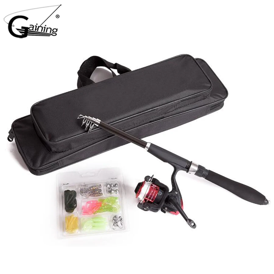

Gaining Telescopic Fishing Rod Combo Full Kit Fishing Rod Gear +Spinning Reel +Lures Hooks with Bag for Fishing