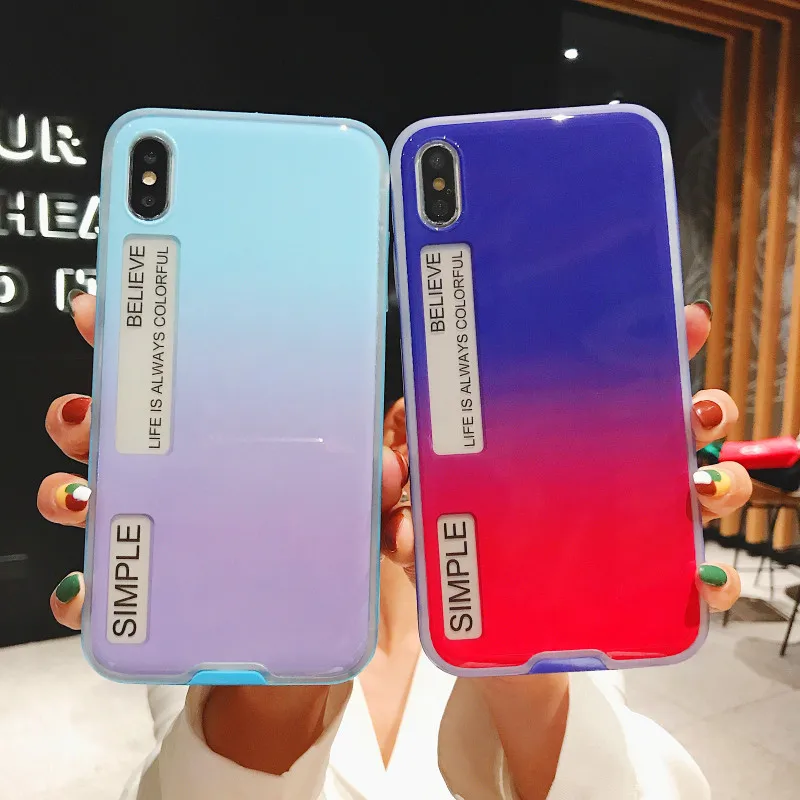 

Brand new gradual change Phone Case For iPhone X XR XS Max 8 7 Plus 6 6S Plus Glossy Soft TPU Shockproof Bling Back Cover