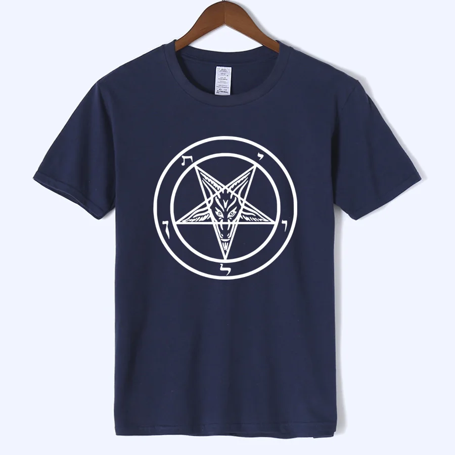 

Pentagram Gothic Occult Satan New Men's Fashion Short-sleeve Round Collar T-shirt Cool Tops Tees black Short sleeve tee Shirt