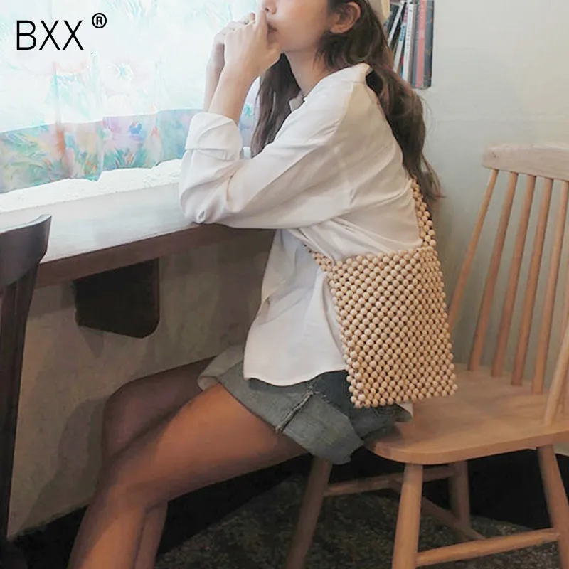 

[BXX] Women's Handmade Beaded Totes Ladies Party Vintage All-match Handbag 2020 Summer Luxury Brand Crossbody Shoulder Bag HE327