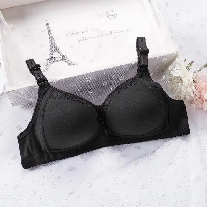 

2018 Solid Basic Black Bra Push Up Girls Lingerie Adjustable Simple Basic Soft Bralette 3/4 Bras Cotton Wire Free Underwear