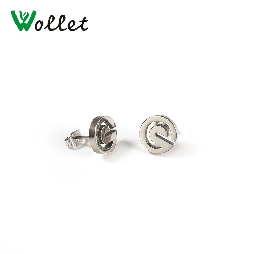 

Wollet Jewelry Stainless Steel Stud Earring Piecing for Women Men Simple Metallic Silver Color