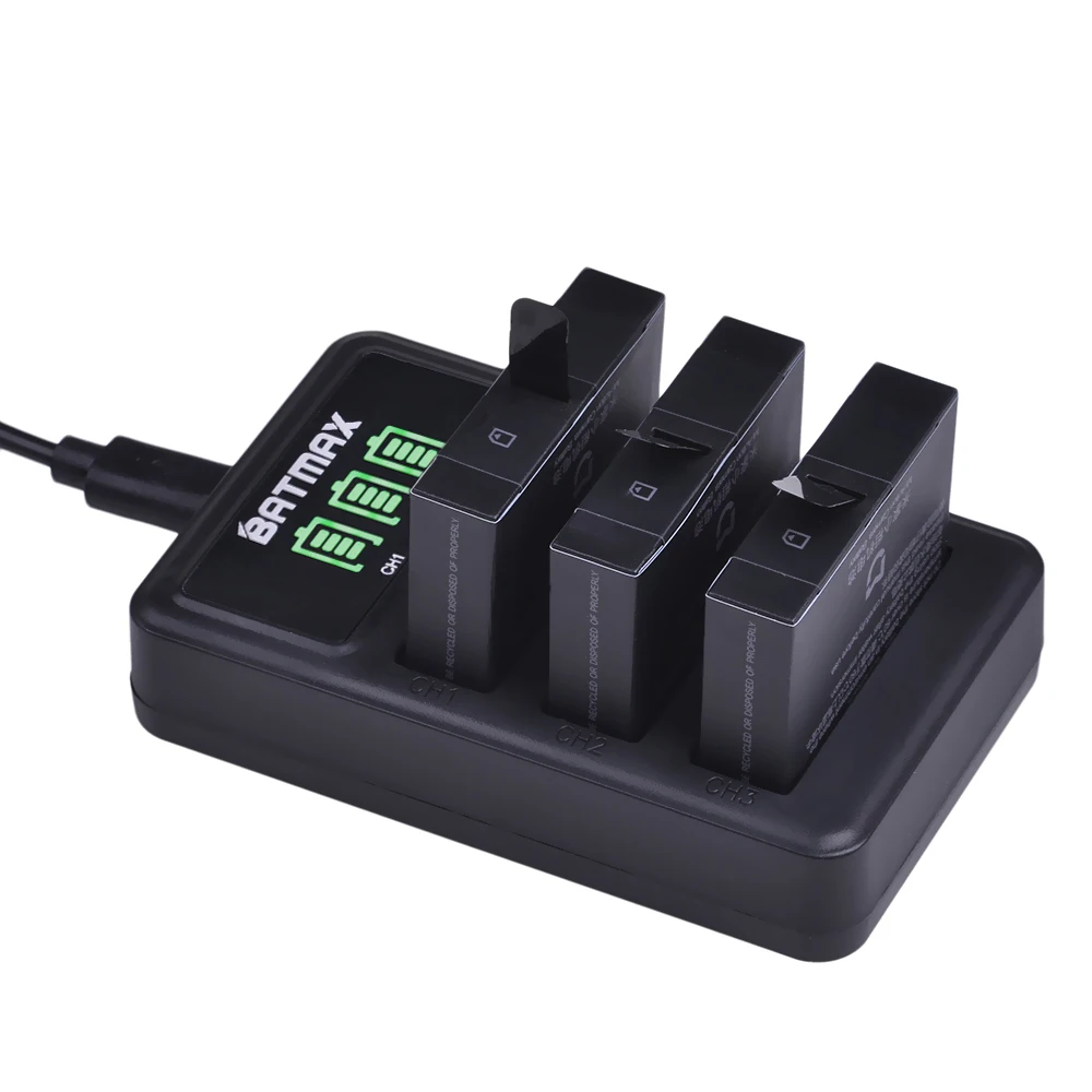 Bateria + Led Usb para Esporte Mah Original mi Jia 4k 3 Slots Carregador Xiao Ação ni Câmeras Acessórios 2 Pçs 3.80 v 1450 - Image 4
