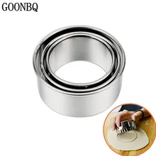 GOONBQ3 шт/набор, волнистая круглая форма для пельменей, нержавеющая сталь, 3 размера, форма для выпечки, многофункциональная форма для печенья, мусс, резак для торта