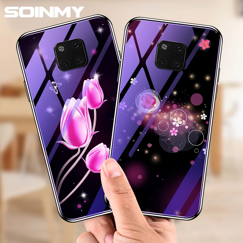 Чехол из закаленного стекла для Huawei Mate 20 Pro блестящий чехол Blue Ray Lite Honor 10 8A