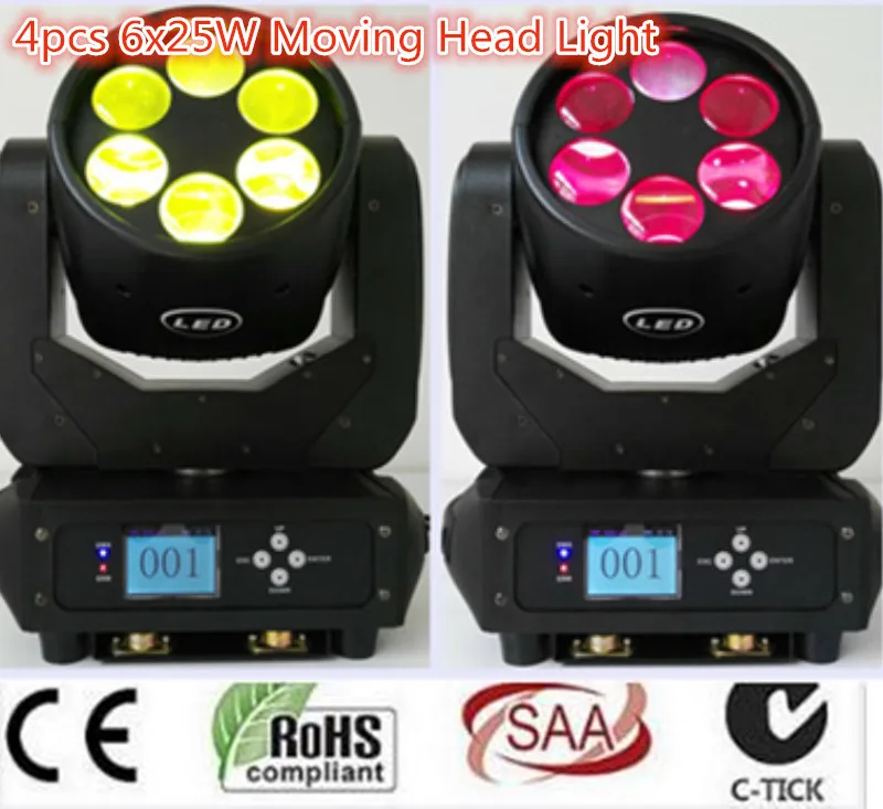 

Newest dj 150W LED DMX Moving Head Stage Lighting 12/20 DMX Channel Hi-Quality 6X25W LED Moving Beam Lights