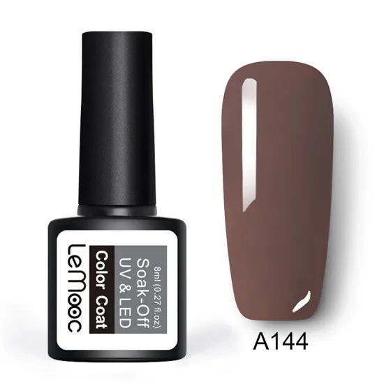 LEMOOC 8 мл кофейный цвет серия Гель-лак для ногтей замачиваемый УФ светодиодный Гель-лак для маникюра DIY Vernis полуперманентный лак для ногтей - Цвет: A144