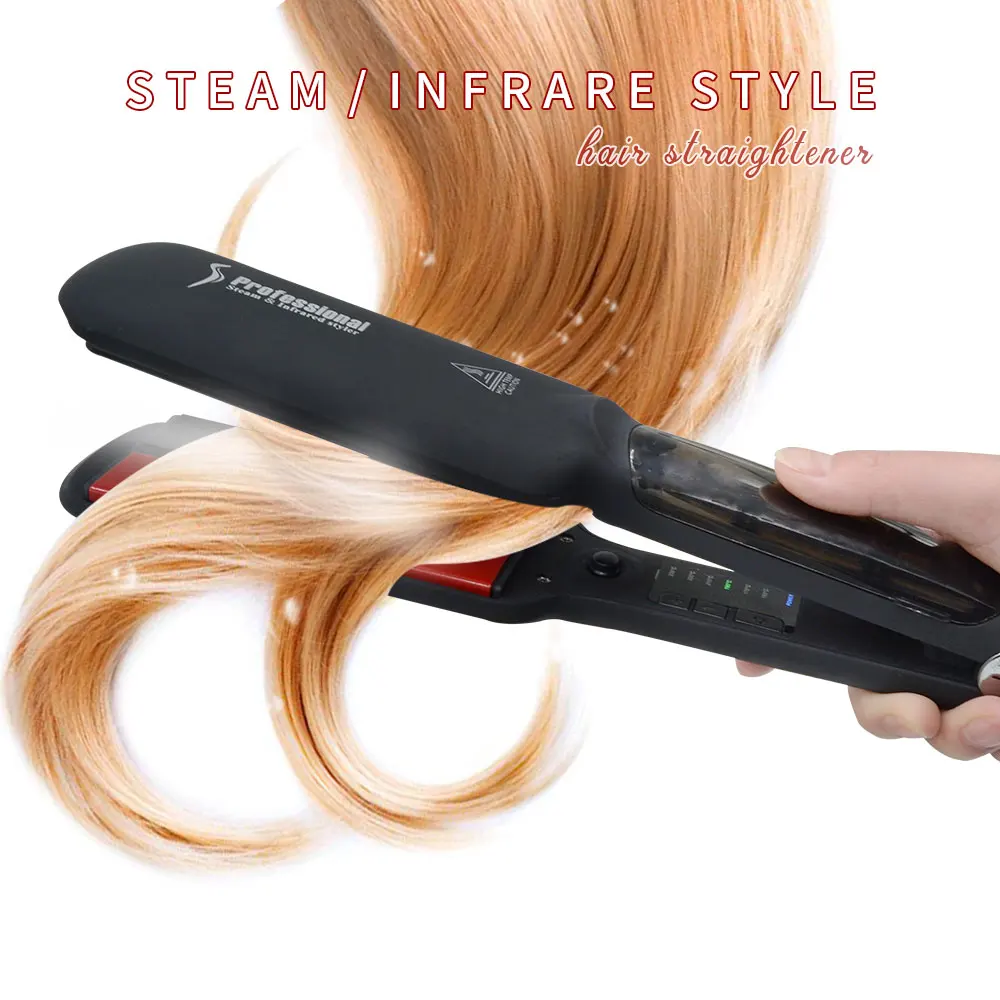 

Professional Ions Steam Hair Straightener Infrared Flat Iron Ceramic Hair Comb LCD Display Styling Tool Straightening Hair Iron