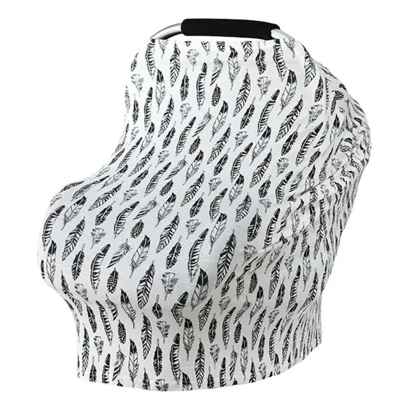 

Multi-Use Baby Stroller Cover Infant Car Seat Cover for Mum Nursing Cover Scarf Feathers Print Breastfeeding Cover
