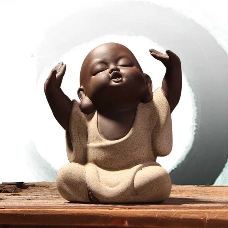 Yixing сырой металлический пурпурный глиняный чай ПЭТ ручной работы милый мини монах украшение с изображением Будды Ремесла офисный чай церемония Аксессуары отправленные друзья