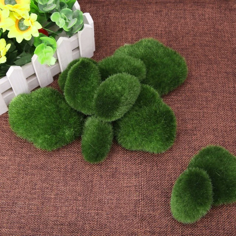 

8pcs/10pcs artificial green moss ball fake stone simulation plant DIY decoration for shop window hotel home office plant wall