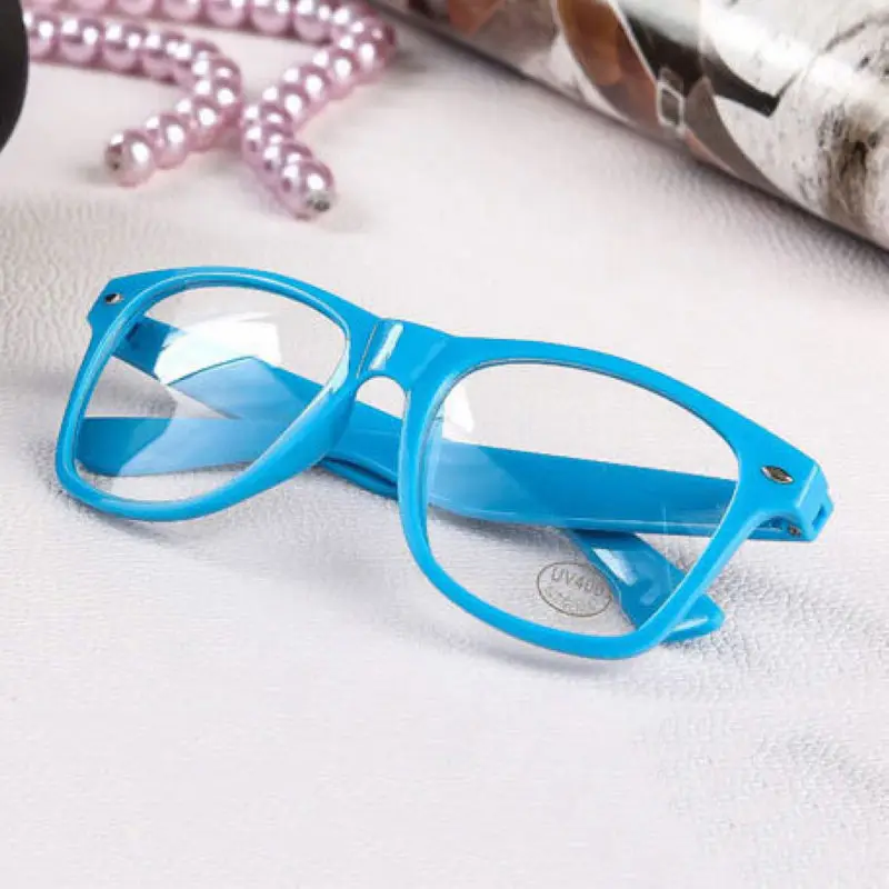 Mayitr 1pc Fashion Nerd Clear Glasses Clear Lens Geek Glasses 16 Colors Plain Mirror Plastic Full frame Eyeglasses Eyewear