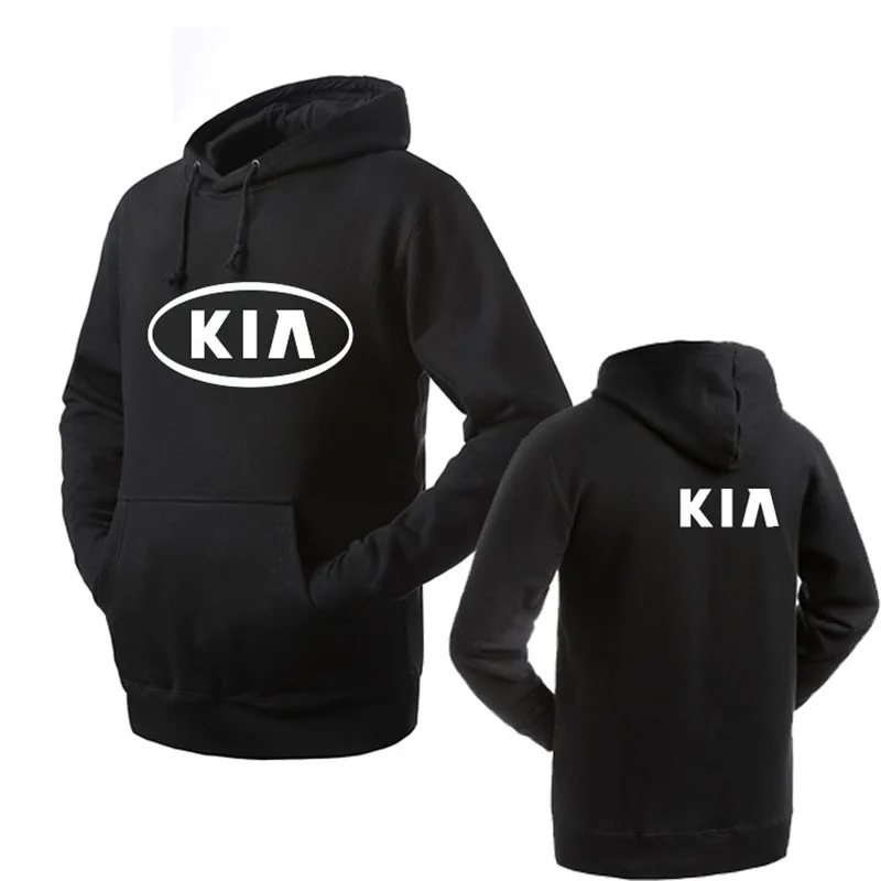 Брендовая одежда логотип Kia Модный пуловер с капюшоном Новые повседневные мужские худи толстовки пуловер толстовка с принтом хлопок - Цвет: Черный