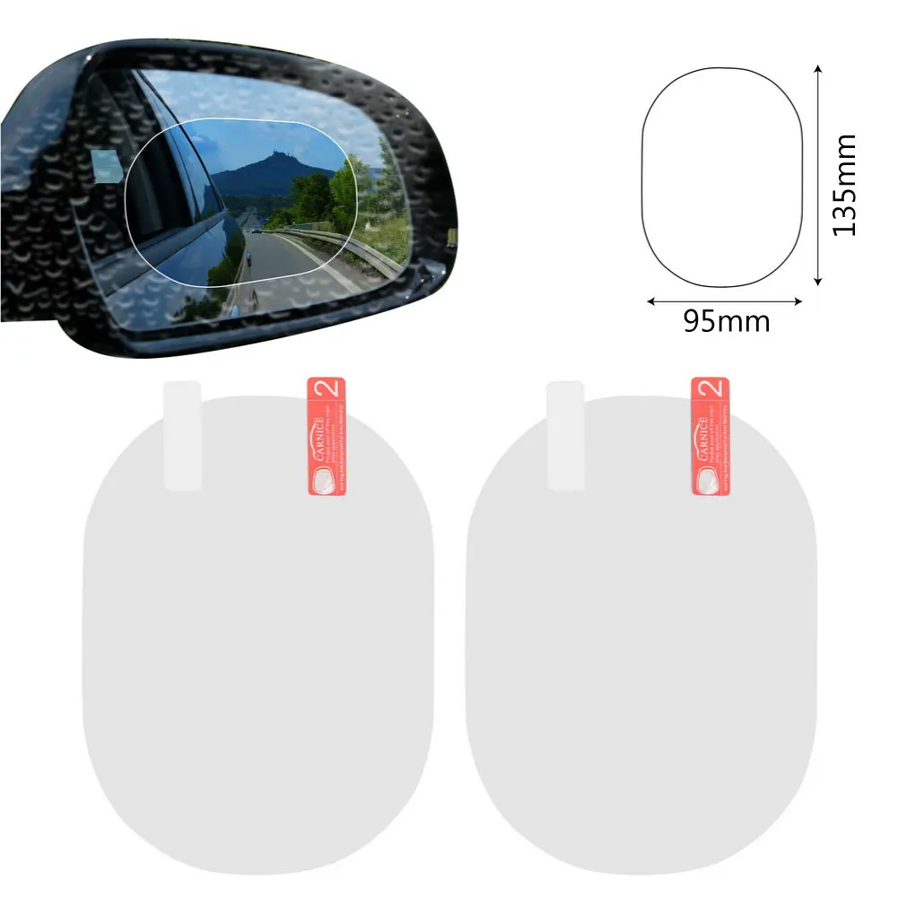 2PCS/Set Anti Fog Car Mirror Window Clear Film Anti-glare Car Rearview Mirror Protective Film Waterproof Rainproof Car Sticker