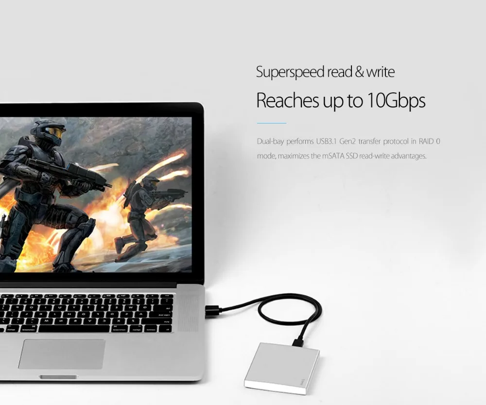  ORICO Aluminium Dual Bay Typ-C mSATA SSD Fall mit RAID Funktion Unterstützung 10Gbps USB3.1 Gen2 US