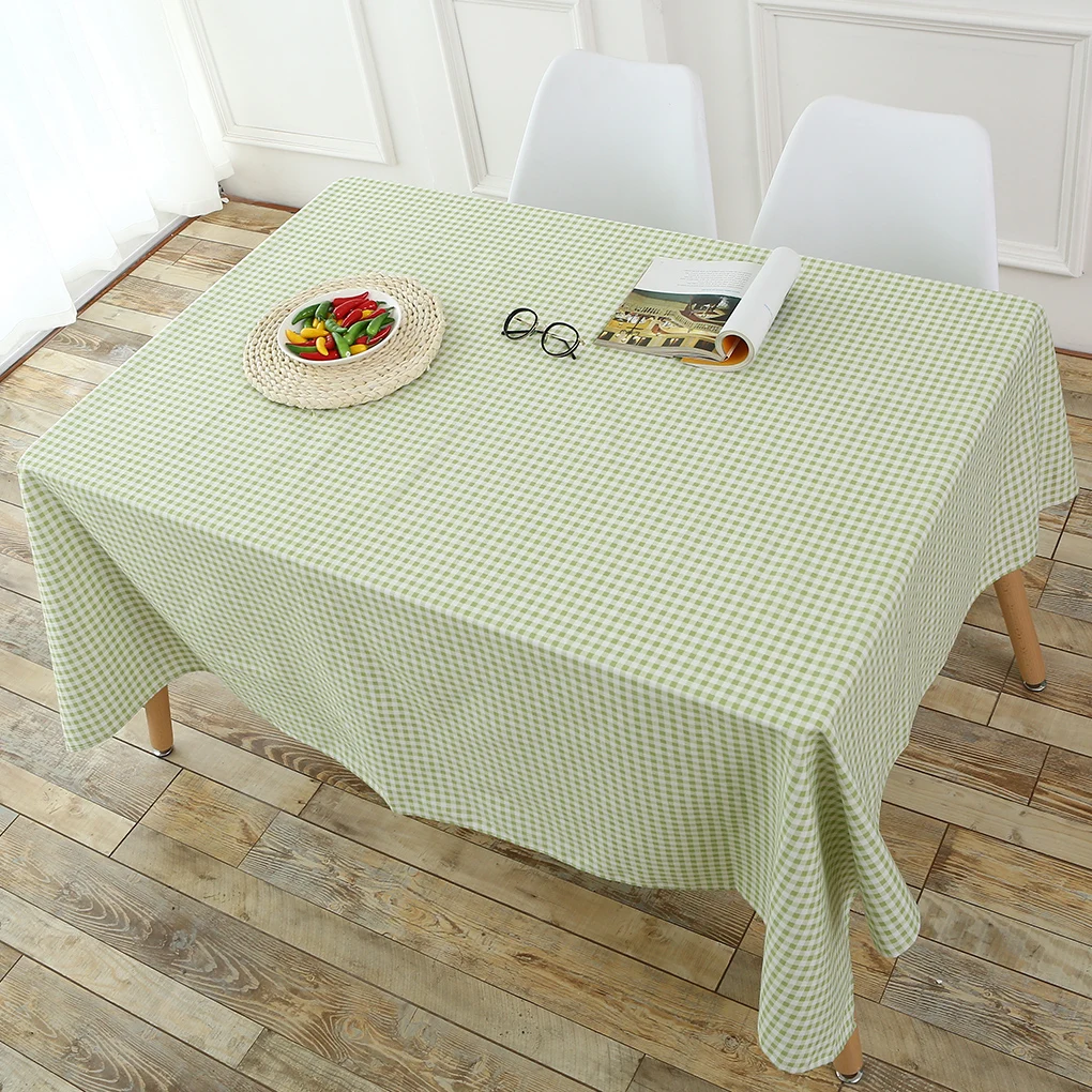 Green Plaid Retro Tablecloth Cotton Linen 140x140cm/120x160cm Square