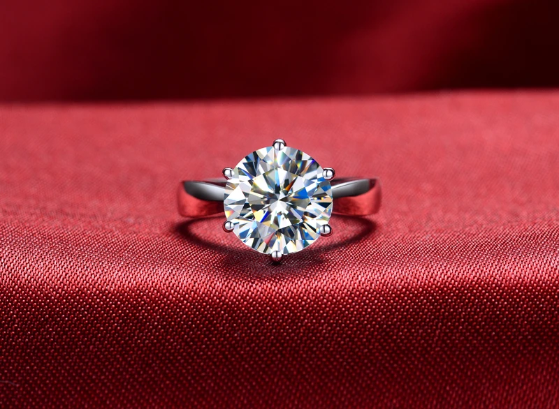 Супер Блестящий 6Ct 12 мм Круглый разрез G-H с подлинным муассанитом кольцо Charles& Colvard Гарантия Серебро 925 пробы кольцо