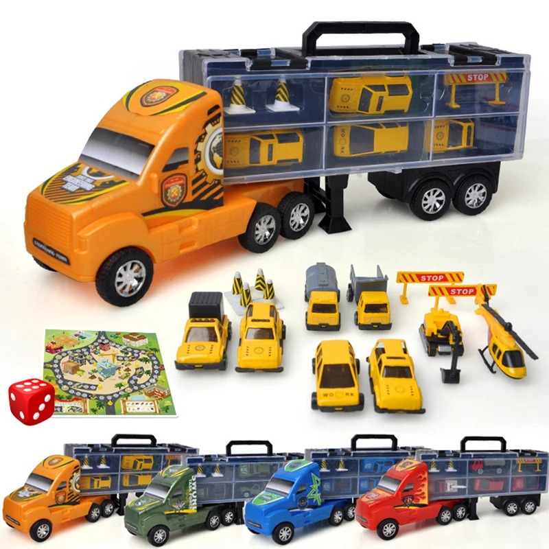 

Finger Rock 1/24 Scale Portable Container Truck Car Toys With Pull Back Mini Alloy Car Educational Diecast Vehicle Toys For Kids