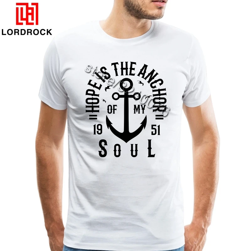 2018 Trend Men's sailor anchor T shirt Men Short Sleeves Letter Design