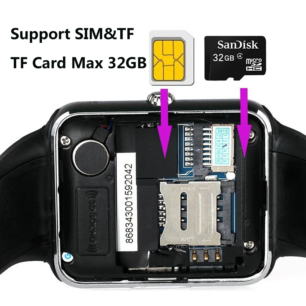 Умные часы GT08 50 шт. синхронизация с уведомлениями SIM relogios Bluetooth для Apple iPhone xiaomi Android