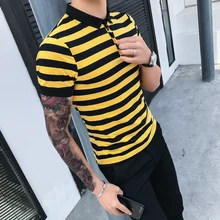 Мужская модная полосатая рубашка поло с коротким рукавом, мужская приталенная деловая Повседневная Уличная одежда, поло Para Hombre polo Homme Eden Park