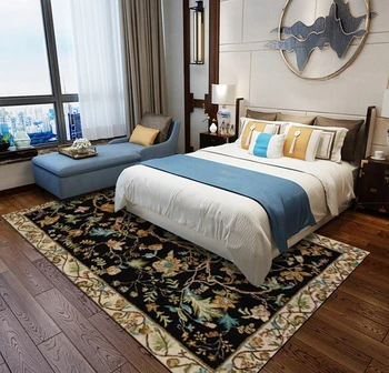 

Europe Floral Bedroom Bedside Carpet and Rugs Living Room Sofa Coffee Table Study Room Tapete Non-Slip Flower Printed Floor Mats