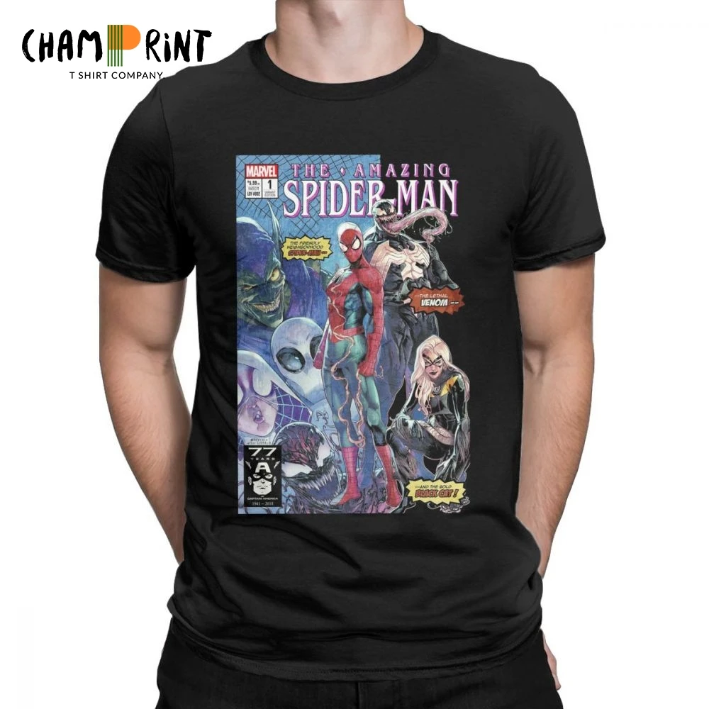 

Spiderman Novelty T Shirts for Men The Amazing Spider-Man Short Sleeve Clothes New Arrival Tees Cotton Round Neck T-Shirts