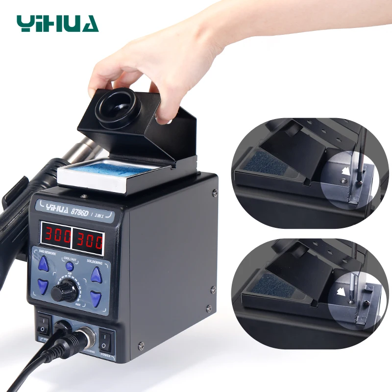 

YIHUA 8786D-I SMD Rework Station 2 In 1Soldering Station Hot Air Gun With Cool Hot Air Functions