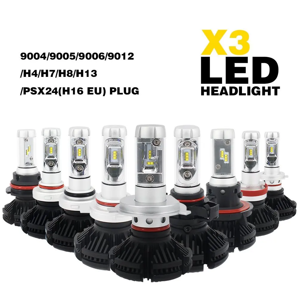 Светодиодные лампы для фар X3 Dual Hi/Lo 9004 HB1 комплект преобразования без ошибок CANBUS