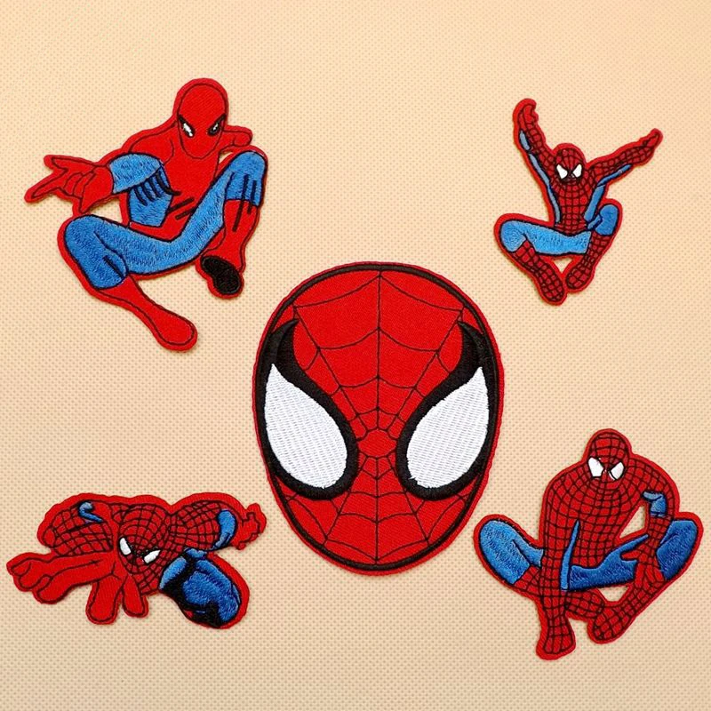 10pcs/lot Spider Man patches Embroidered Iron On Patches Marvel Comics Jacket Patch Appliques