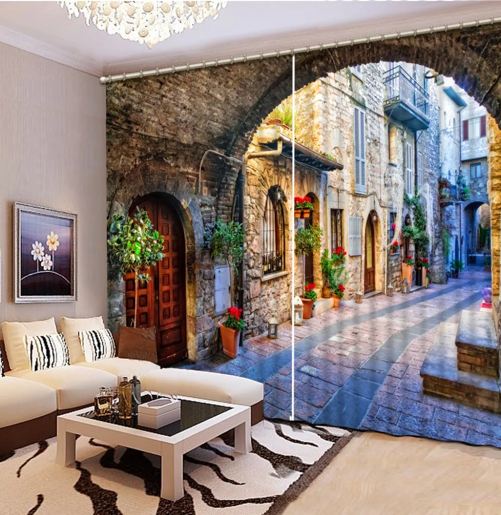 Custom Any Size 3D Curtain Bedroom Living Room Kitchen Home Window Curtains Retro Buildings Alleys Blackout Fabric | Дом и сад