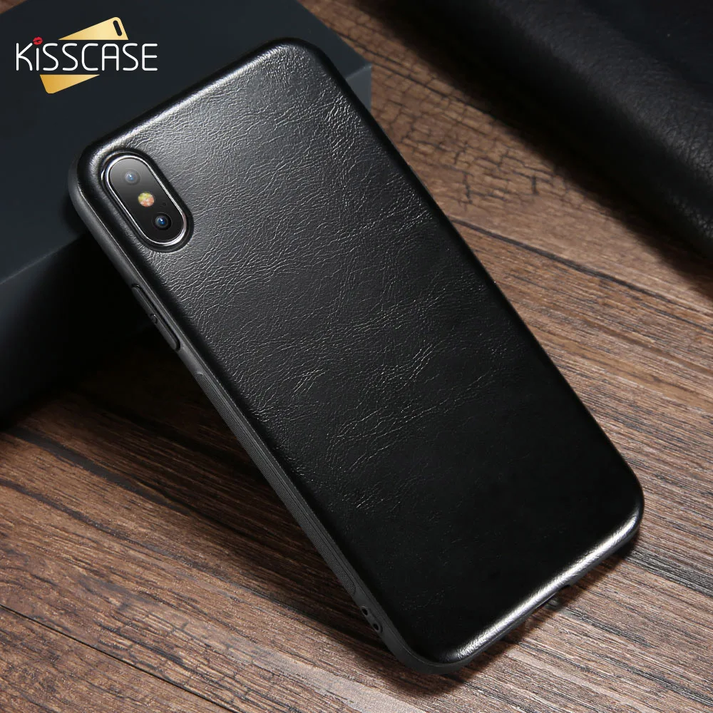 KISSCASE Business Ultra Thin Leather Phone Cases For iPhone X XS MSX XR Case Soft Back Cover 6 6s 7 8 Plus Fundas |