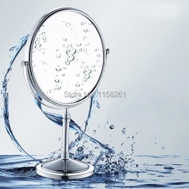 Us 28 38 45 Off Bath Mirrors 8 Beauty Desk Makeup Mirror Rotating 2 Face Cosmetic Of Bathroom Accessories Silver Round Hsy 728 In