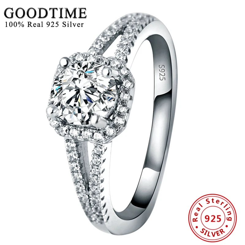 Женское кольцо из серебра 925 пробы с фианитом 2 карата|sterling silver engagement rings|engagement