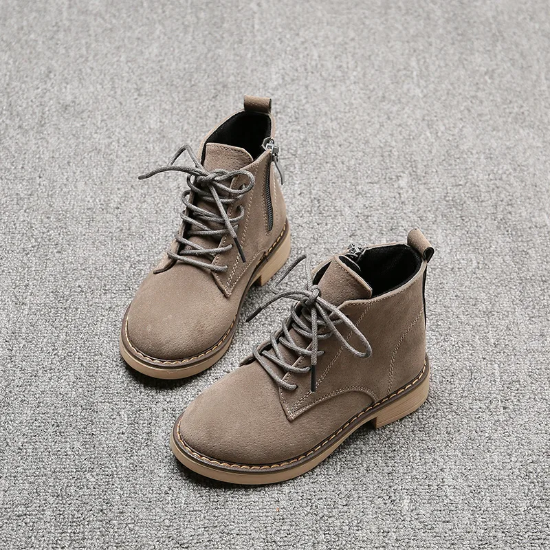 

ULKNN Children's Martin boots 2018 winter new boy fashion short boots girls big children low help plus velvet cotton boots
