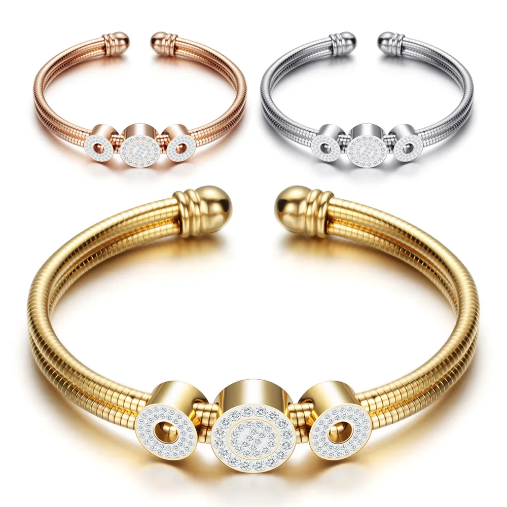 

Beautiful Womens Bracelet Bangle Stainless Steel Rose Gold Snake Bone Chain Bracelet Crystal Cz Rhinestones Party Jewellery Gift