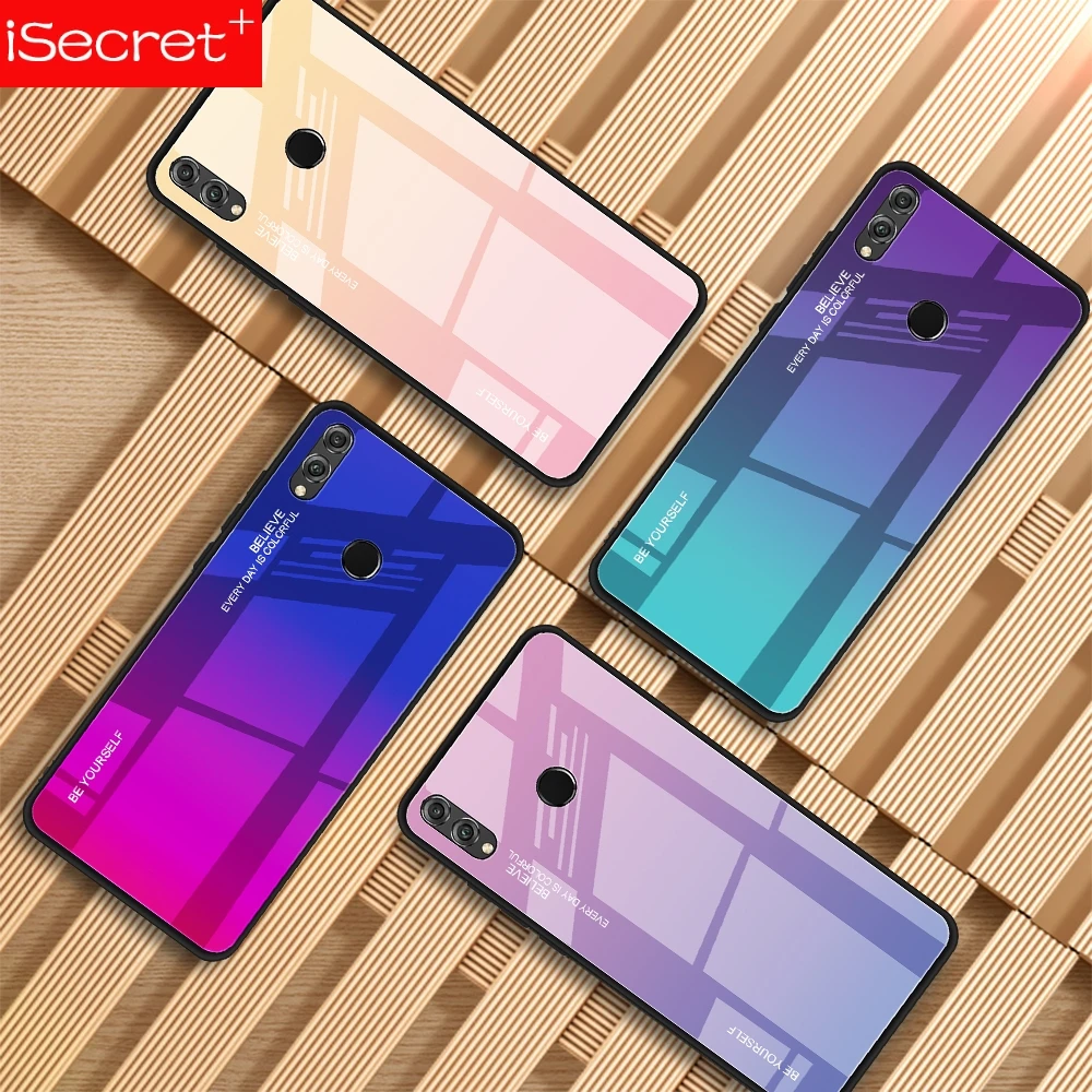 

Colorful Gradient Phone Case For Huawei Y9 Y6prime P smart Plus 2019 Nova 4E 3i P30 P20 Pro Lite Honor 10i 20i 8A 8X Glass Cover