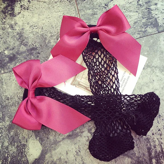 

Women socks Fishnet Ankle funny Socks Bowknot Ribbons sexy Mesh Lace colorful Short Socks
