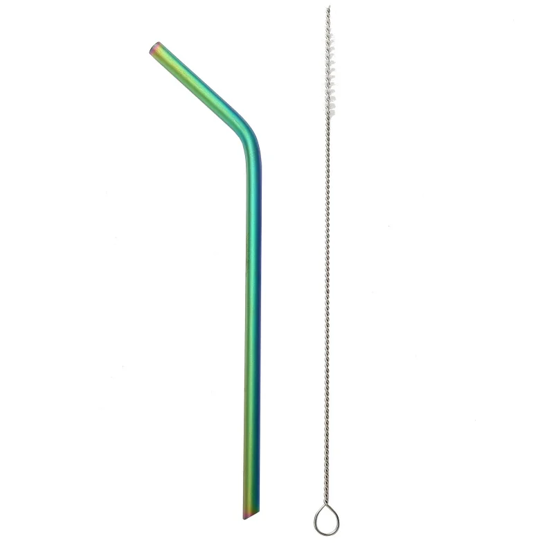 (Con 1 cepillo limpiador) titanium pajas titanium curva paja cocina al aire libre camping potable familia y regalo de vacaciones paja
