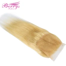 [Berrys Fashion] бразильские светлые прямые волосы, 5x5, кружевная застежка, человеческие волосы, отбеленные узлы, прядь натуральных волос, волосы remy