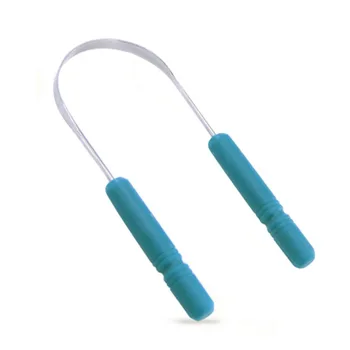 

Tongue Cleaner Steel Stainless Tongue Scraper Silicone Handled Oral Hygiene Dental Cleaning Brush Oral Care