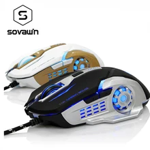 Sovawin игровая проводная мышь 3200 dpi RGB светодиодный светильник USB оптическая 6 кнопок мышь тишина мыши Лазерная Mause для ноутбуков компьютерные игры