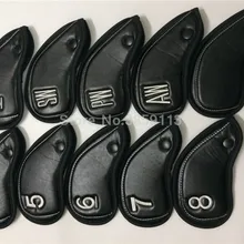 Новые утюги для гольфа Чехлы для головы со скрытой кнопкой из искусственной кожи для клюшек для гольфа Железный набор головной убор# 4-9PAS 10 шт./лот для мужчин и женщин