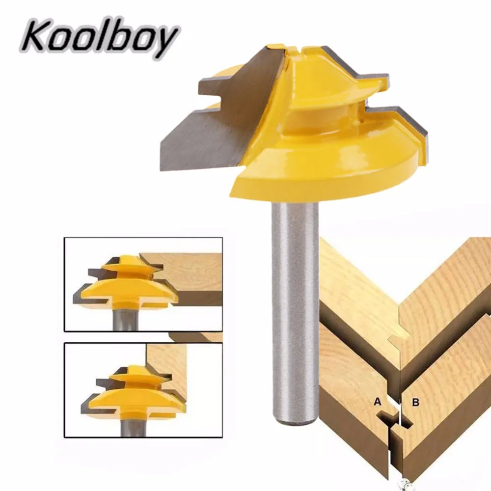 Горячая 45 градусов замок Торцовочная фреза 1/4 дюймов хвостовик фреза по дереву для соединения шип-паз фрезерный инструмент сверление фрезерование для дерева карбида сплава
