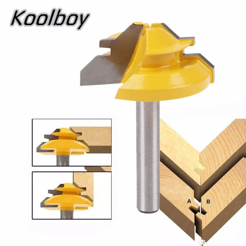 

Hot 45 Degree Lock Miter Router Bit 1/4 Inch Shank Woodworking Tenon Milling Cutter Tool Drilling Milling For Wood Carbide Alloy