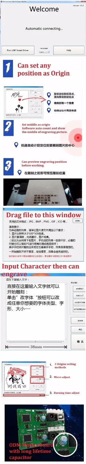 DIY Laser Engraving Machine label marking machine 1000mw wireless bluetooth support All windows system DIY Laser Engraving Machine label marking machine 1000mw wireless bluetooth support All windows system