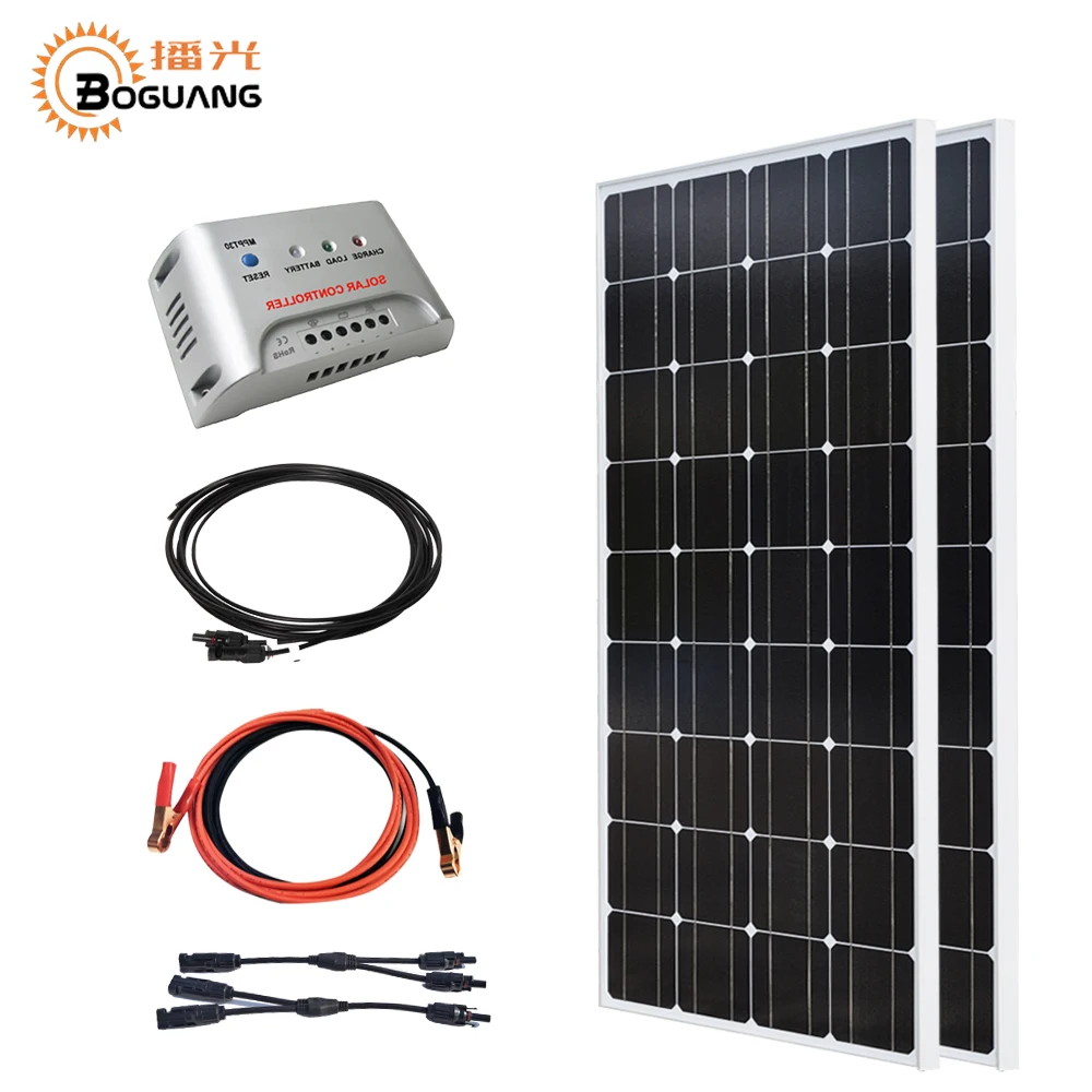 

Boguang 200w solar panel solar system kit 12v/24v/20A controller cable adapter photovoltaic module cell for home roof outdoor