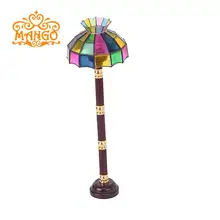 1:12 Кукольный Миниатюрный светодиодный светильник-торшер лампа на батарейках с выключателем