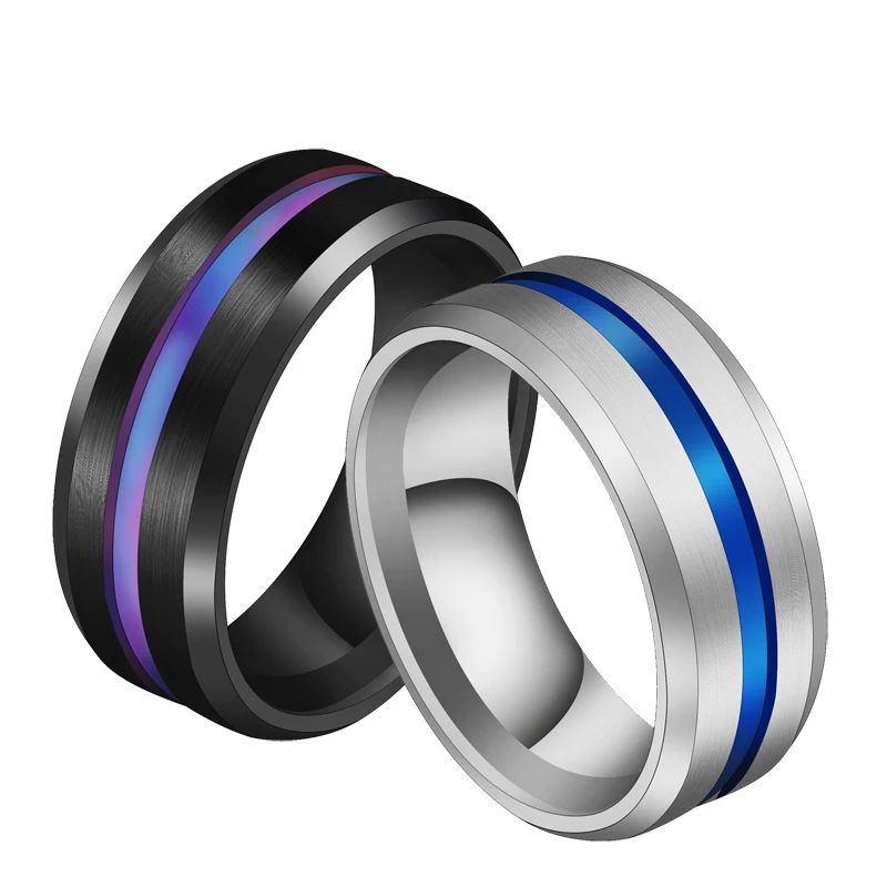 8 мм черные титановые кольца радужные обручальные кольца из нержавеющей стали кольца для мужчин и женщин Прямая поставка
